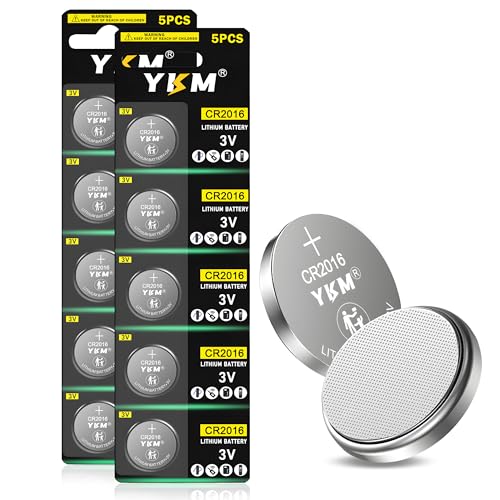 YKM 10 Pack CR2016 Battery CR 2016 3V Lithium Battery for Car Remote Key Fob Watch Battery