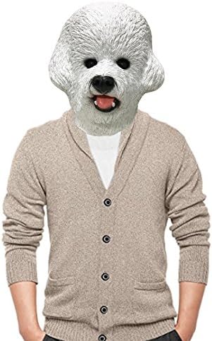 Off the Wall Toys Bichon Frise Dog Halloween Costume Face Mask Kennel Club White