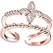 BOHG Jewelry Women's 18k Rose Gold Plated Cubic Zirconia Cz Flower Eternity Ring Engagement Wedding Band Size 7