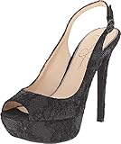 Jessica Simpson Women's Tacey (8, Black Glitter Lace)