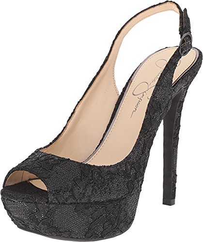 Jessica Simpson Women's Tacey (8, Black Glitter Lace)