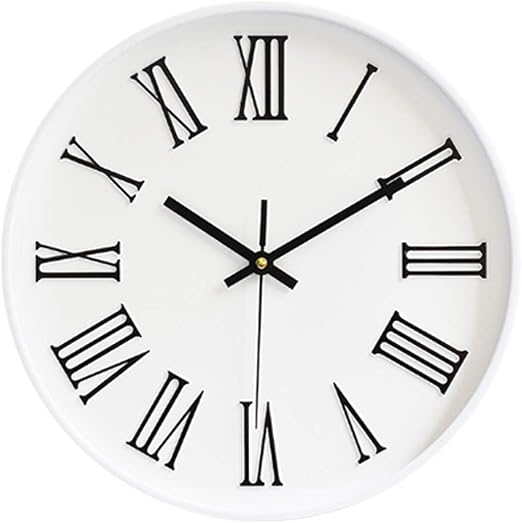 Tebery Reloj De Pared 30 Cm De Diametro Numeros Romanos Esfera Grande Color Blanco Amazon Es Juguetes Y Juegos
