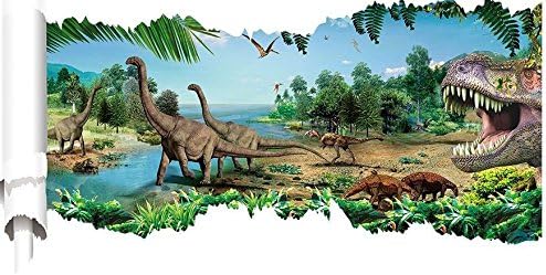 Zuolanyoulan 3D Stereoscopic Dinosaur Pattern Wall Stickers Children's Bedroom Wall Stickers Living Room Window Glass Decorative Removable Wall Stickers Room Decor Wall Sticker