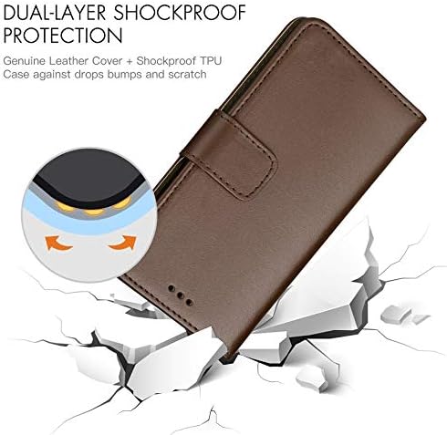 ameego Premium Genuine Real Leather Slim Wallet Flip Stand Case Cover for Samsung Galaxy A7 2015 (5.5") - Brown - Image 4