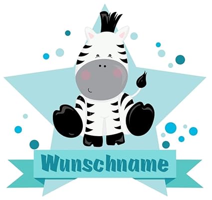 Samunshi® Zebra Wandtattoo Türschild mit Name personalisierbar Kinderzimmer Türaufkleber Baby Wandaufkleber in 9 Größen (25x2