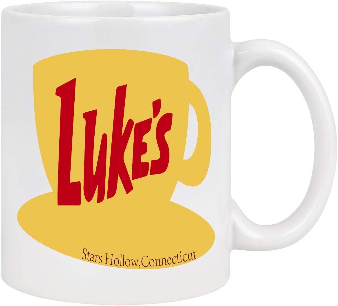 Lukes Diner Ceramic White Mug Coffee Mugs Tea Cups 11 Oz Two Sides