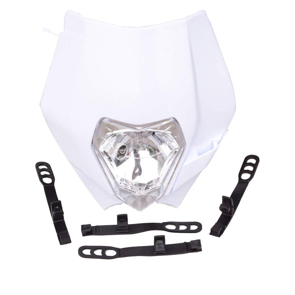 GOOFIT S2 12V 35W Head Lamp Light Fairing Motorcycle Halogen Headlight Lndicator Lampshade Replacement For Super moto Dirt Bike Moter White