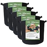 ECOgardener Grow Bags Plant Pots 5 Pack 5 Gallon wth Handles Premium Quality Raised Bed Fabric Planter