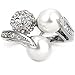 BOHG Jewelry Womens 18K White Gold Plated Cubic Zirconia Bead Love Promise Eternity Ring Wedding Band