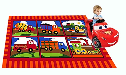 MYBECCA's Kids Rug Truck Zone Design Children Area Rug 5' X 7' (approx.)