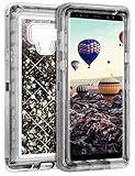 Coolden Galaxy Note 9 Case, Luxury Floating Glitter Case Sparkle Bling Quicksand Cover Clear Heavy Duty Bumper Dual Layer Anti-Drop PC Frame TPU Back for Samsung Galaxy Note 9, Blue