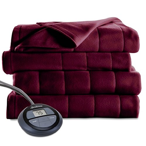 Sunbeam Heated Blanket | Microplush, 10 Heat Settings, Garnet, King - BSM9KKS-R310-16A00