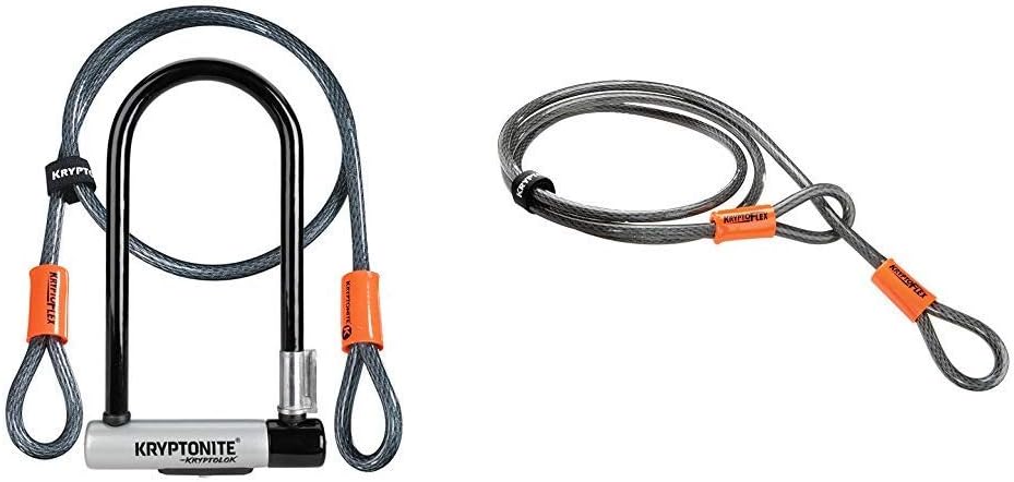 Kryptonite Kryptolok Standard Bike U-Lock with Cable, Heavy Duty Anti-Theft Bicycle U Lock