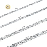 KissYan 2MM-5MM Twist Rope Chain Stainless Steel Necklace For Men Women, 16-36 Inches