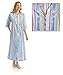 Collections Etc Women's Pastel Striped Lounger With Zip Front and 3/4