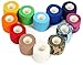 Kenley Vet Wrap 2-inch Cohesive Bandage - Self-adherent Medical Athletic Elastic Gauze Tape - Bulk Set of 12 Colorful Rolls