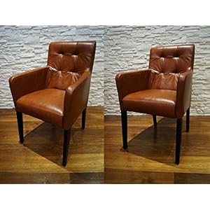 Quattro Meble Echtleder Esszimmerstühle Massivholz Stühle David Arm Pik Lederstühle Sessel mit Armlehnen Echt Leder…