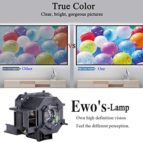 EWO'S ELP42 Replacement Projector Lamp for ELPLP42/V13H010L42 Epson Powerlite 83+ 83C 83 83H 410W 822P 822+ 83V+ EMP-83H EX90 Projector Lamp Bulb Replacement