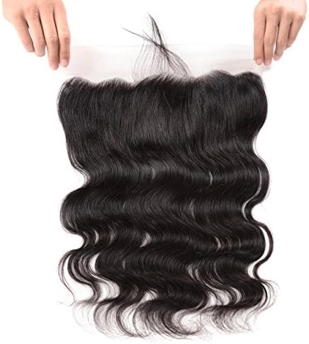 Art Show Hair 13X4 Full Frontal Lace Closure Free Part Ear to Ear 8A Body Wave Unprocessed Brazilian Virgin Remy Human Hair with Baby Hair Bleached Knots Natural Color (14 inch)