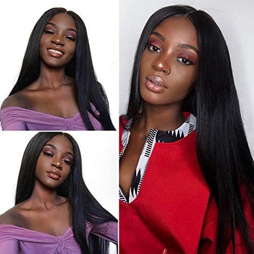 360 Lace Frontal Wig Straight Human Hair 360 Wig with Baby Hair Pre Plucked Natural Hairline Glueless Straight Lace Front Wigs Brazilian Remy Virgin Human Hair Wig Free Part (14 Inch, Natural Color)