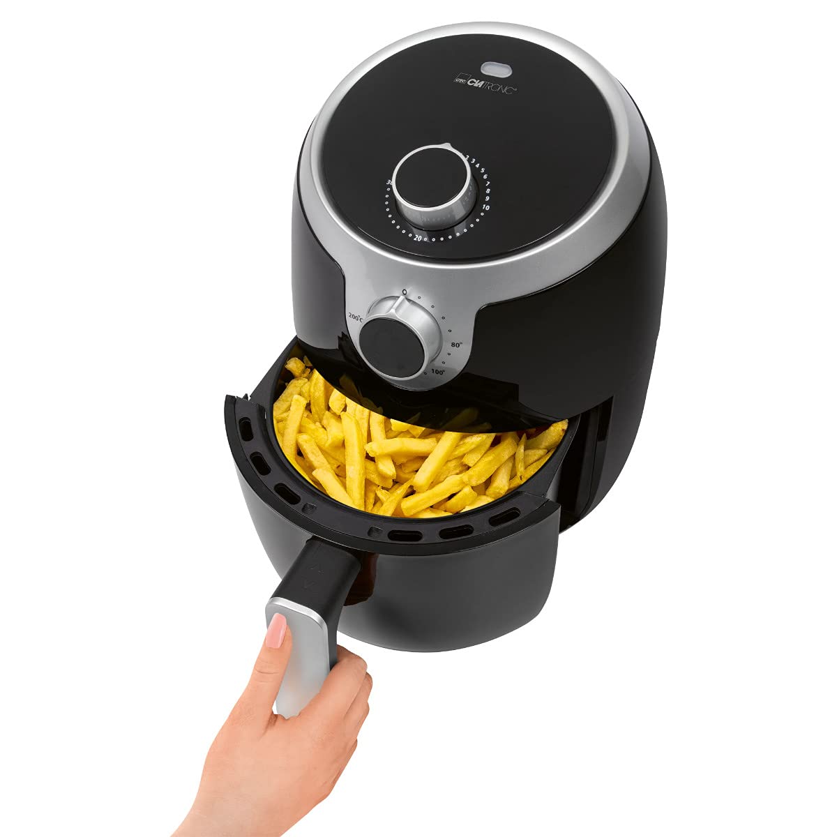 Clatronic Heißluftfritteuse mit 360° Air-Flow | Öl- und fettfreies Frittieren | Airfryer 80°C - 200°C | Heissluftfritteuse 2,5L | Air Fryer mit Abschaltautomatik & Überhitzungsschutz | FR 3816 H 2