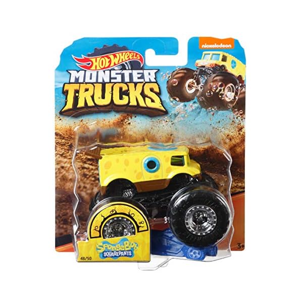 Hot Wheels Monster Trucks, abgefahrene Die-Cast-Fahrzeugen im Maßstab 1:64, mit riesigen Rädern und Bonus-Accessoire, Sammelspaß für ultimative Crashs, Design kann variieren, FYJ44 – Bild 6