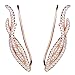 EVER FAITH 925 Sterling Silver CZ Art Deco Vine Sweep Ear Cuff Wrap Hook Earrings Clear Rose Gold-Tone