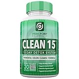 Prime Point Scientific CLEAN 15 Advanced Formula Best Complete Detoxifying System with Powerful Colon Cleanse for Weight Loss, Increased Energy and Bowel Regularity 30 Tablets