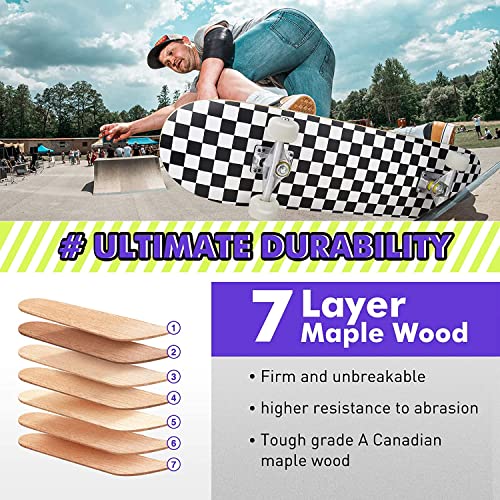DMG Skateboard, Skateboards for Beginners, 31 x 8 Complete Standard Skate Boards, 7 Layers Canadian Maple, Pro Skateboards, Longboard Skate Boards for Beginners Kids Boys Girls Adults Youth