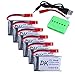 Digital-kingdom 6 pcs 3.7v 850mAh 25c Upgrade Lipo Battery JST Plug with X6 Charger for MJX X400 X400W X800 X300C Sky Viper S670 V950hd V950str HS200W National Geographic Quadcopter Drone