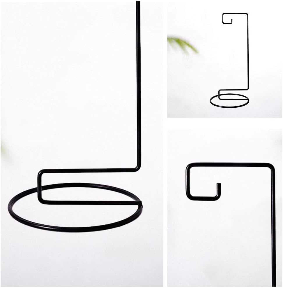 Ornament Display Stand Iron Hanging Stand Flower Pot Rack Holder Pothook for Hanging Glass Globe Air Plant Terrarium Witch Ball Home Wedding Christmas Decoration (9.07"x4.13"x4.13", Black) : Garden & Outdoor
