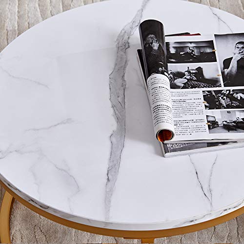 Nlager Round Nesting Coffee Tables Set for Living Room White Modern