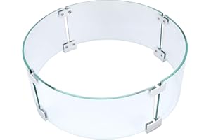 vchin Fire Pit Wind Guard, 23" Glass Wind Guard for Fire Pit Round Table, Made of Clear Tempered Glass Set with Assembly Instructions