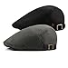 Bigface Up 2 Pack Men's Cotton Flat Cap Beret Cabbie Hunting Hat Summer Newsboy Cap(Black+Gray)