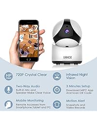 Cámara de seguridad inalámbrica, HD Cámara de vigilancia de seguridad para el hogar WiFi con detección de movimiento, Pan Tilt, Visión nocturna y Audio bidireccional, Baby Pet Monitor y Nanny Cam
