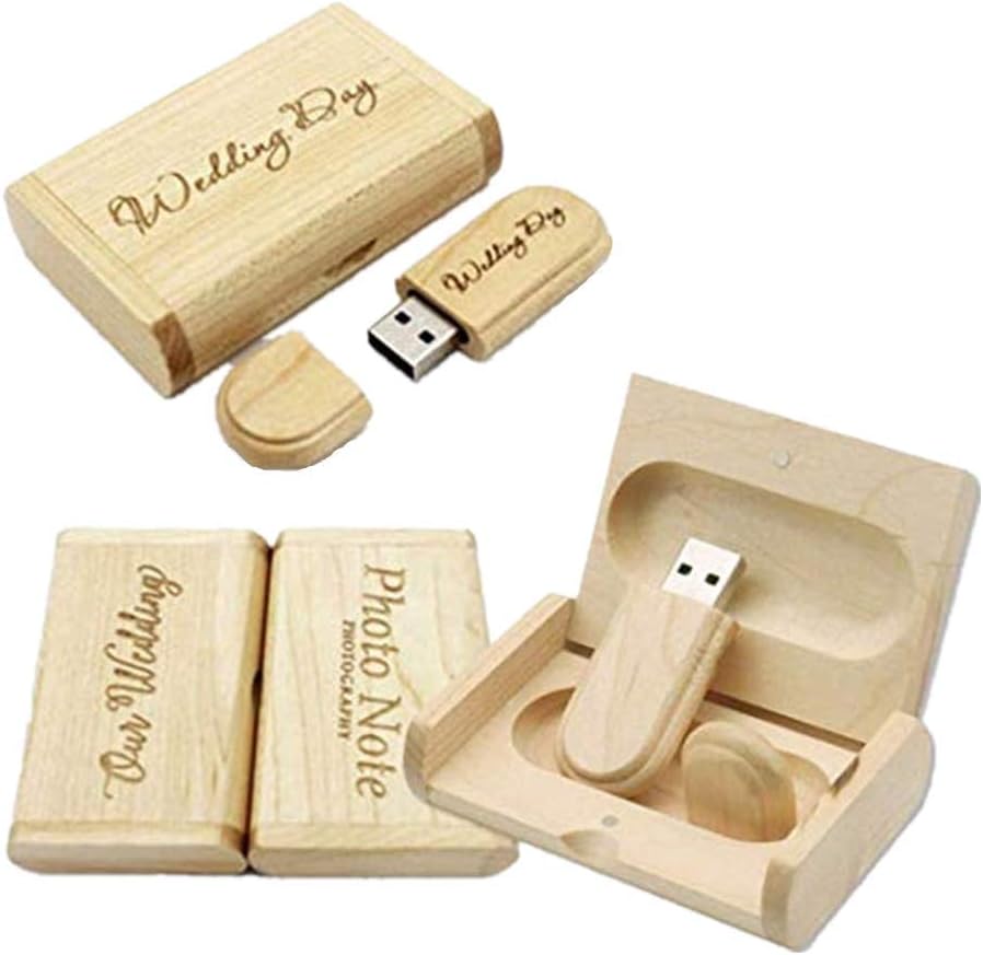 RXFSP Solid Wood USB Flash Drive Box 8GB Maple Personalised Laser Engraved
