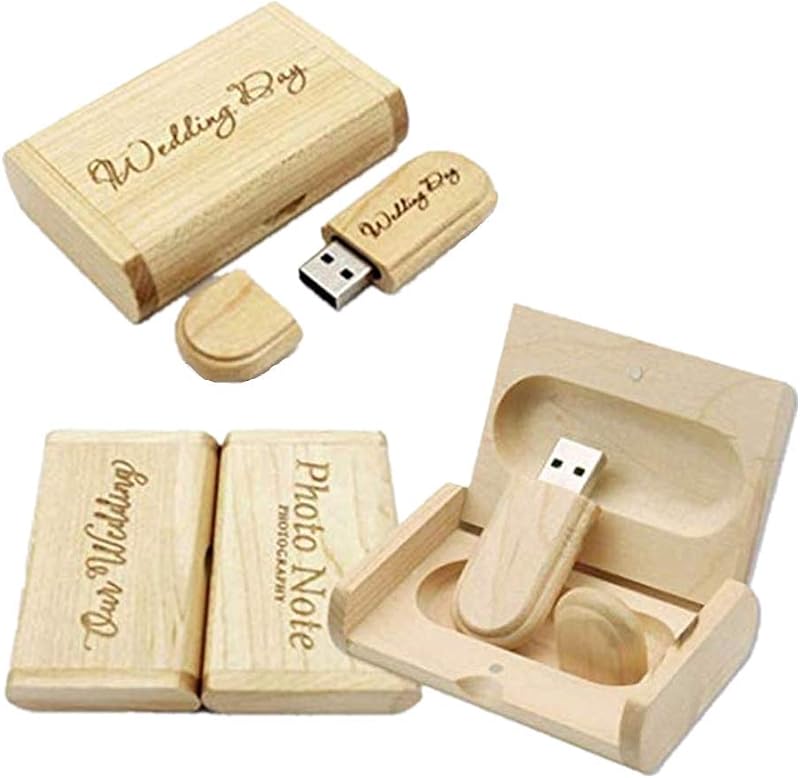 RXFSP Solid Wood USB Flash Drive Box 8GB Maple Personalised Laser Engraved