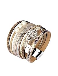Jenia Brazalete de árbol de la vida de cuero, brazalete hecho a mano, precioso, con hebilla magnética bohemia, brazalete y joyas para mujeres, adolescentes, niños, regalo para adolescentes