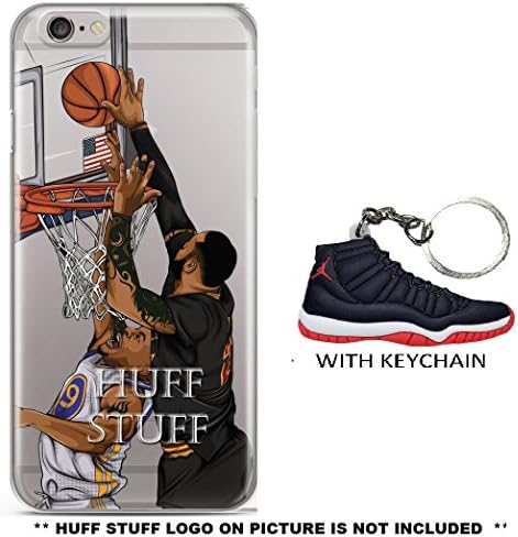 iPhone Case Huff_Stuff Ultra Slim Transparent With Keychain BRED MJ11 [NBA Player] Soft TPU Protective Case Cover for Apple iPhone 5/5s/SE 6/6s 6/6s Plus 7/7s 7/7s Plus (7/7s, Lebron James 1)
