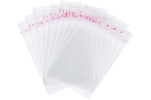 Fashewelry 1000Pcs Clear Plastic Cello Treat Bags Self Sealing OPP Cellophane Poly Bags 1.2x1.6" Sealed Size for Wedding Part