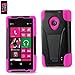 Reiko Silicon Case/Protector Cover for Nokia Lumia 520/521 - Non-Retail Packaging - Hot Pink/Black
