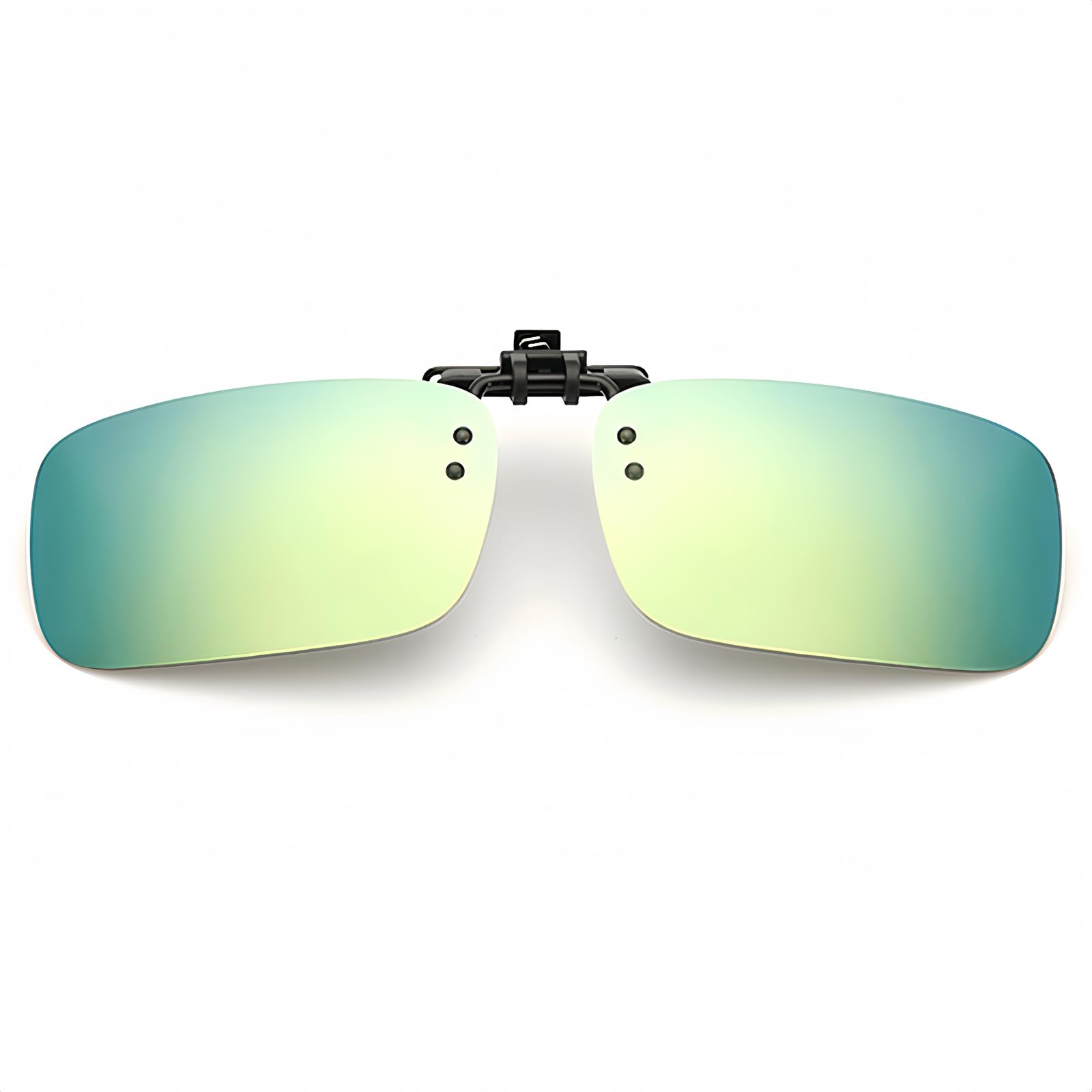 Boxonly UV400 Sunglasses Polarized Clip On Flip-up Driving Glasses Night Vision Len For Men Women Driving Hiking Fishing Outdoor Sport Yellow Green
