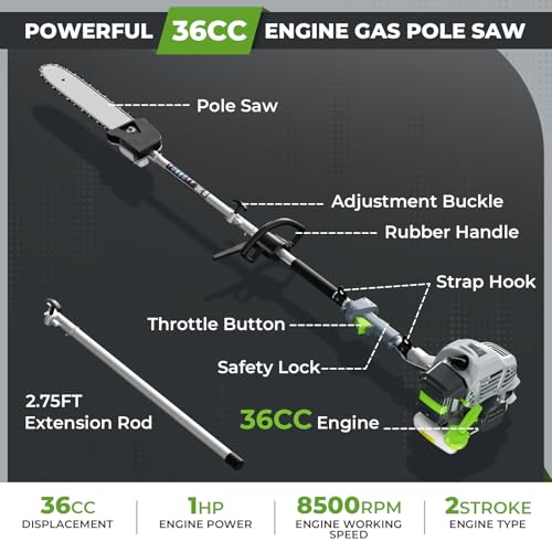 36CC Gas Powered Pole Saw 2 Stroke Powerful Gas Pole Saw with photo 8
