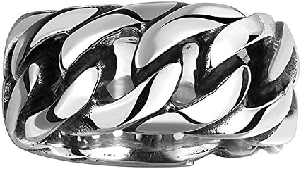 Autudress Men’s Chain Link Design Engagement Ring in 316L Stainless Steel Promise Band Size 10