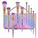 Lospu HY 10pcs Diamond Cosmetic Makeup Brushes Set Foundation Eye shadow Blusher Unicorn Blending Make up kwasten Brush with Travel Pouch
