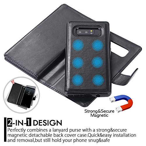 image for Galaxy Note 8 Case, Note 8 wallet Case with Detachable Slim Case,9 Car