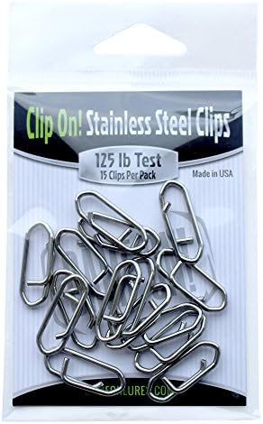 Clip On! Stainless Steel Fishing Clips by Game On! - 15 Pack