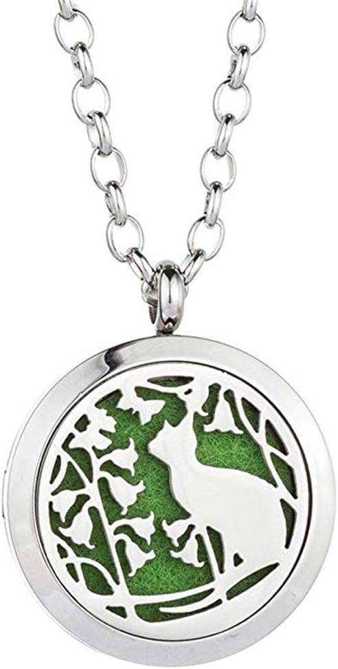 Aroma Essential Oil Diffuser Necklace Stainless Steel Magnetic Carving Aromatherapy Locket Pendant with 8 Pads