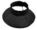 TAUT Women's Roll up Wide Brim Straw Hat Visor with Bow,Black