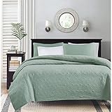 Madison Park Quebec Twin/Twin XL Size Quilt Bedding Set - Seafoam, Damask – 2 Piece Bedding Quilt Coverlets – Ultra Soft Microfiber Bed Quilts Quilted Coverlet